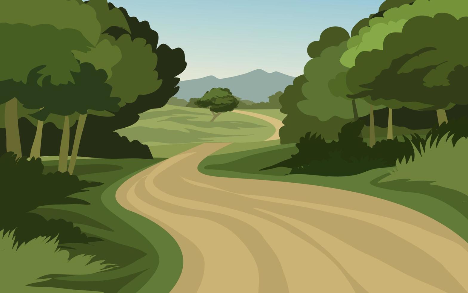 Vector flat landscape of forest landscape