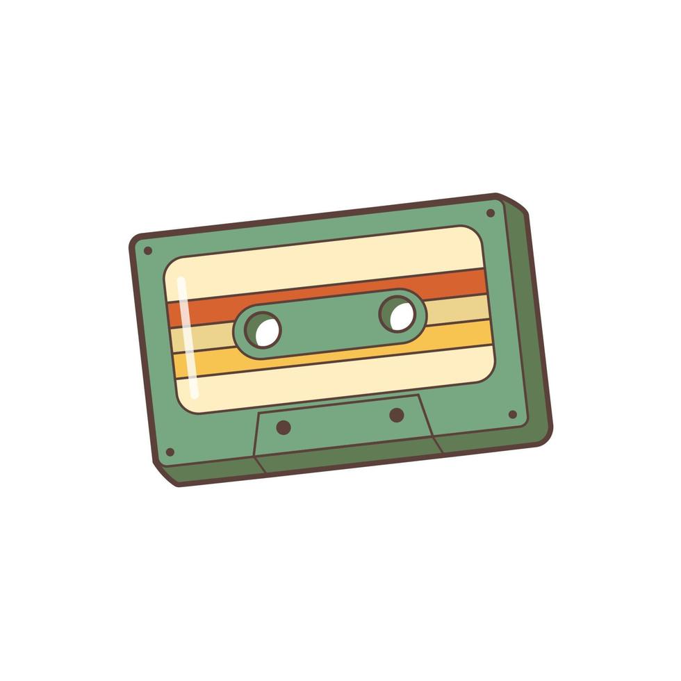 Cassette tape in retro style. Flat vector illustration.