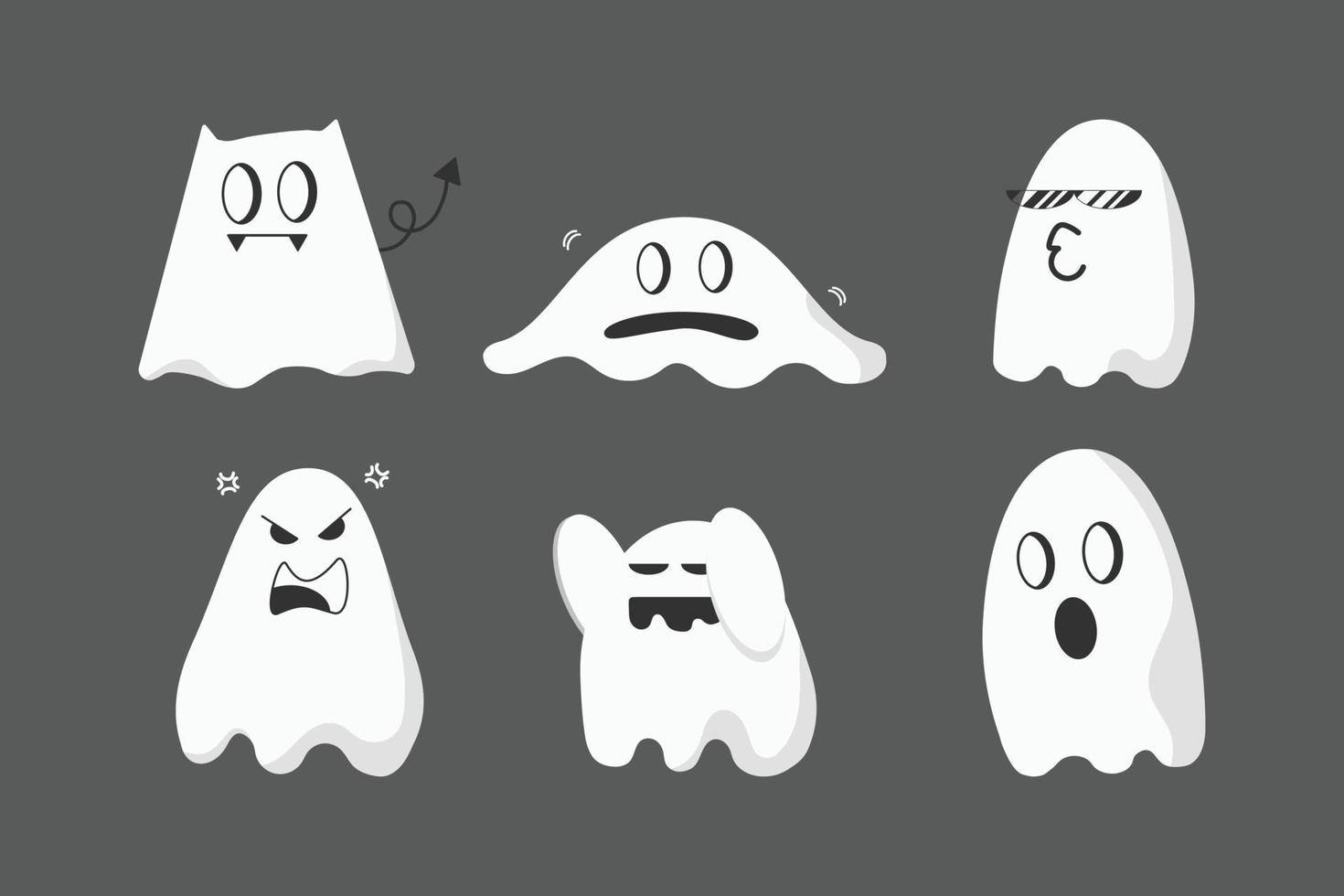 Set of halloween ghosts illustration design. Element collection template vector of Halloween seasonal.