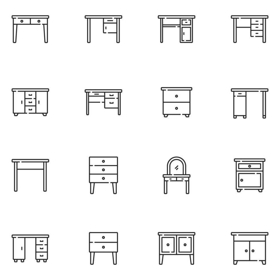 vector de conjunto de iconos de línea de escritorio