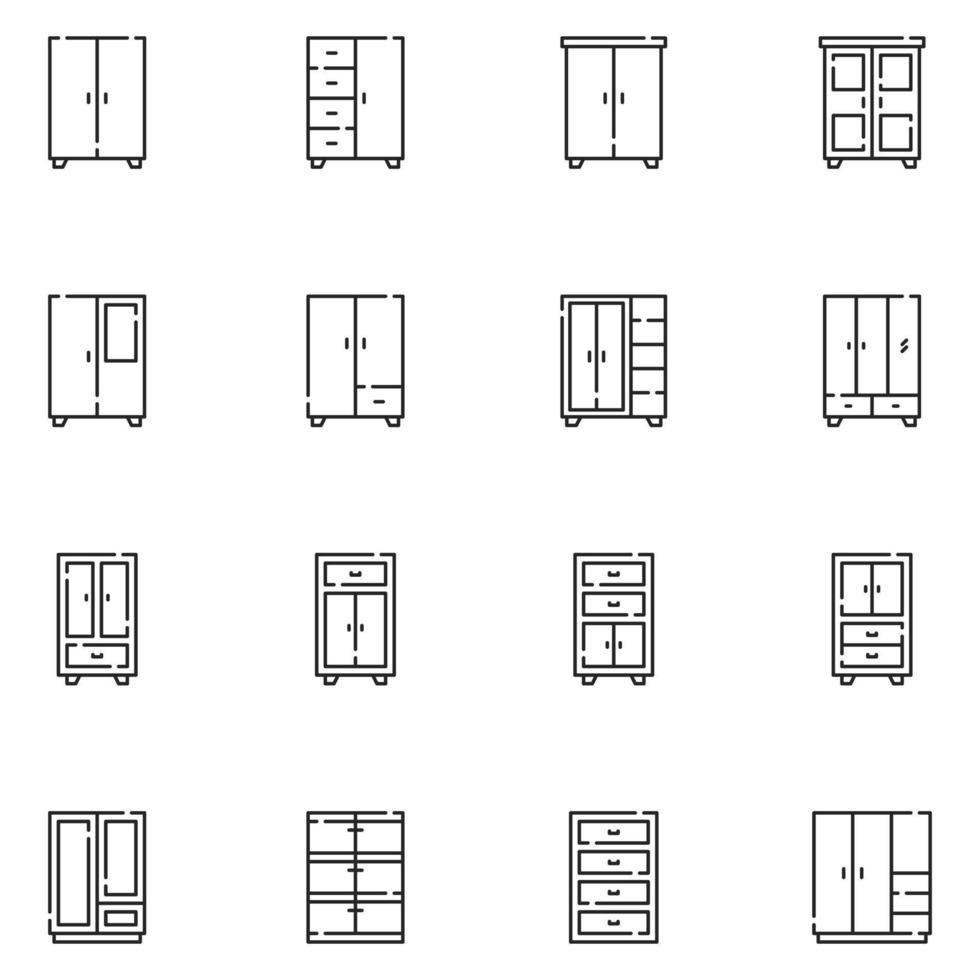 vector de conjunto de iconos de línea de armario