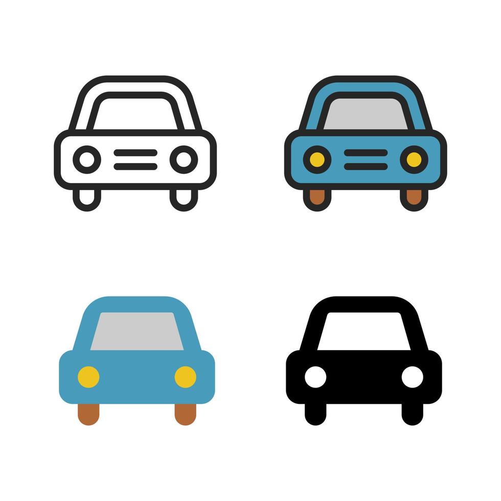 iconos de coche en diferentes estilos vector