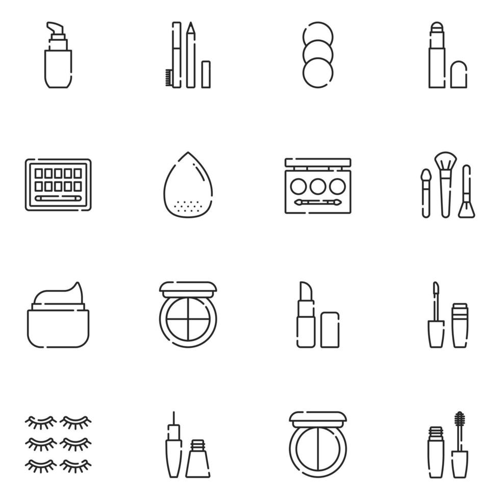 vector de conjunto de iconos de línea de cosméticos