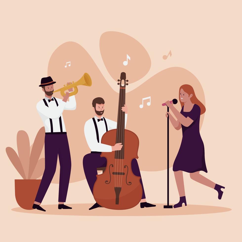 Diseño plano de ilustración de vector de concierto de festival de jazz