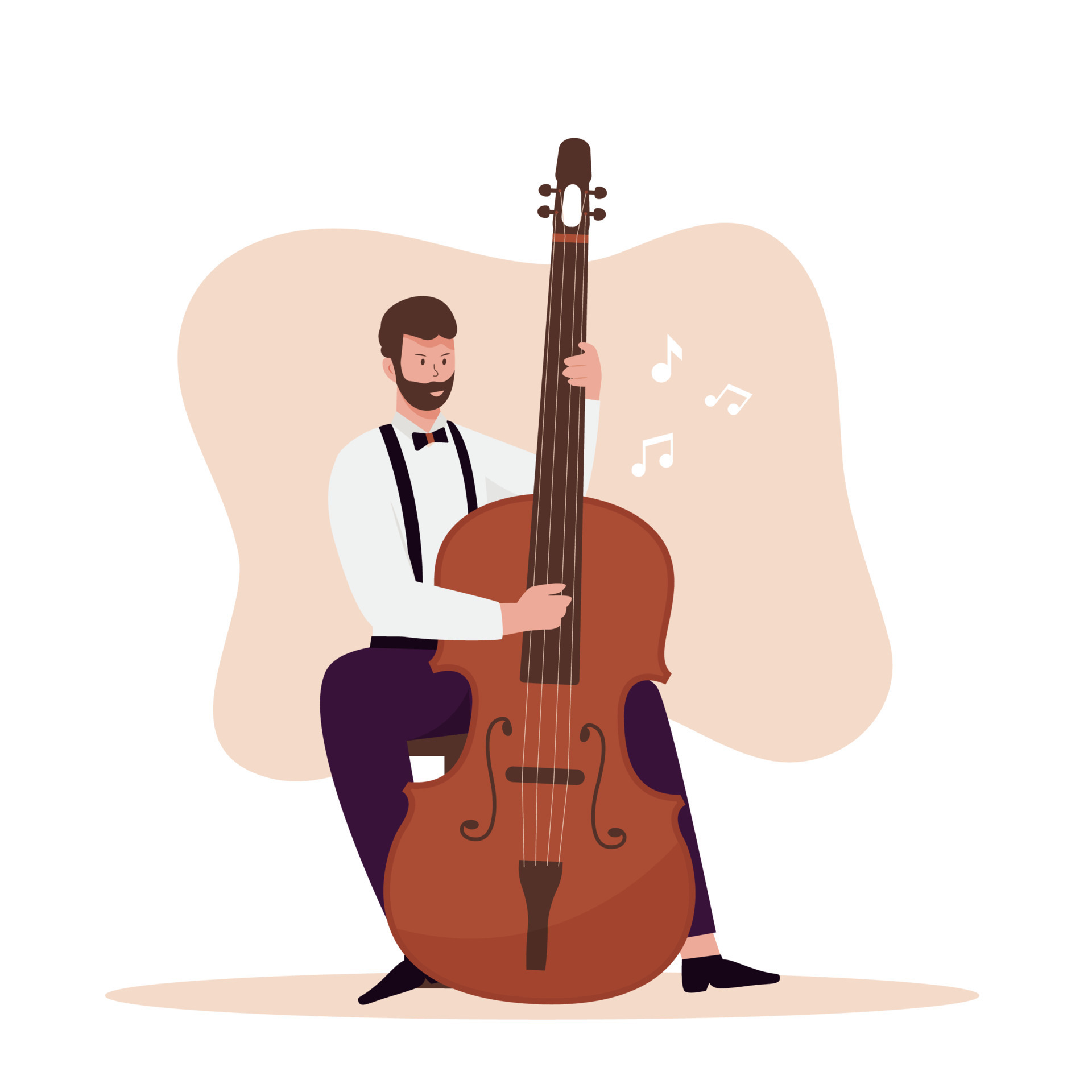 Flat design of men playing double bass instrument music 12742579 Vector
