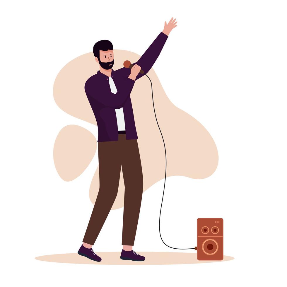 Flat design of men sing loudly vector