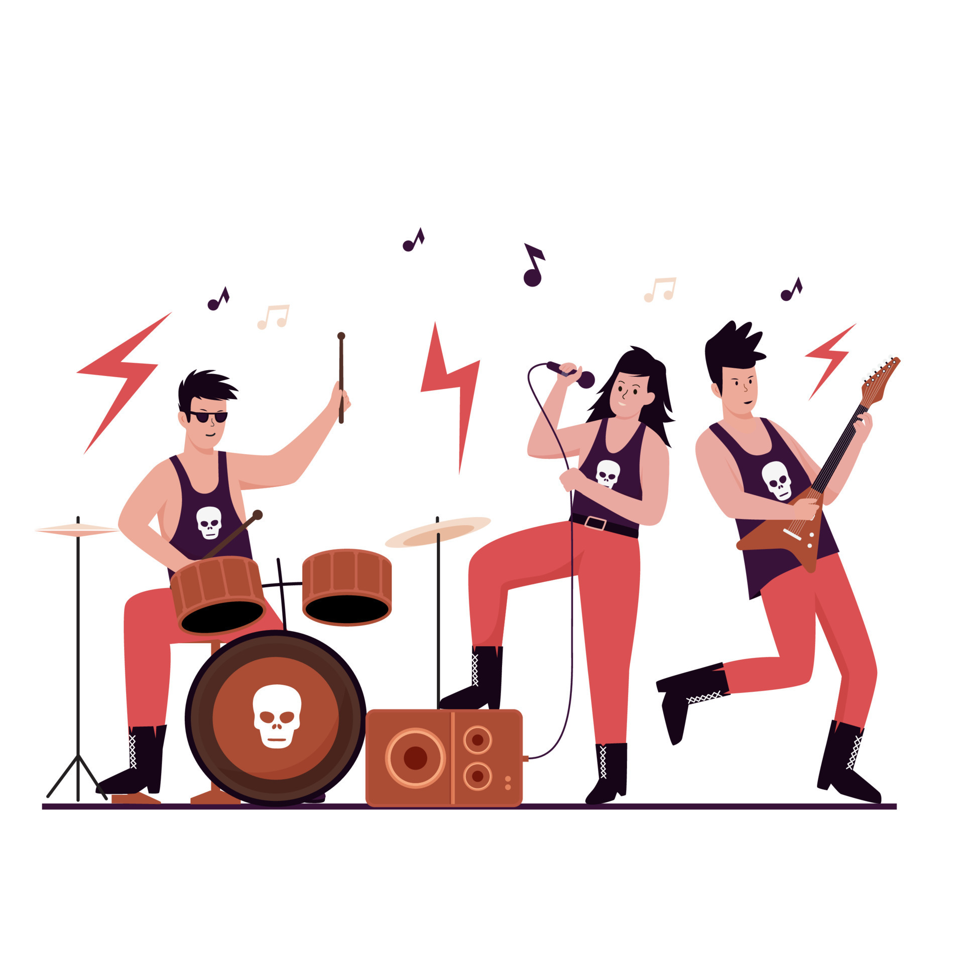 Flat design of rock music band performance on stage 12742585 Vector Art