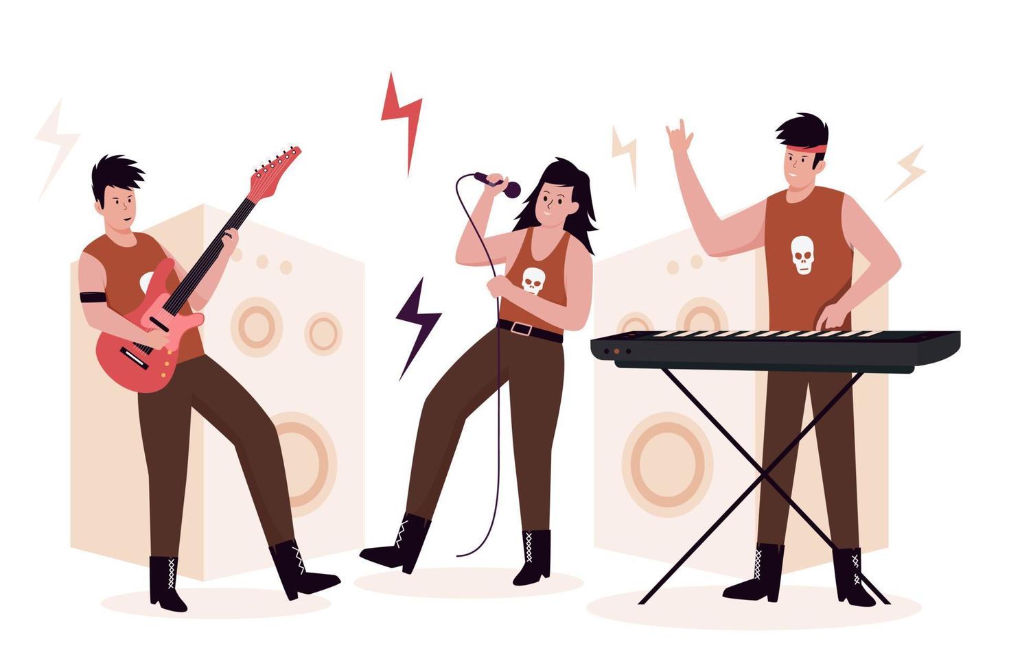 Flat design of rock music band performance on stage vector