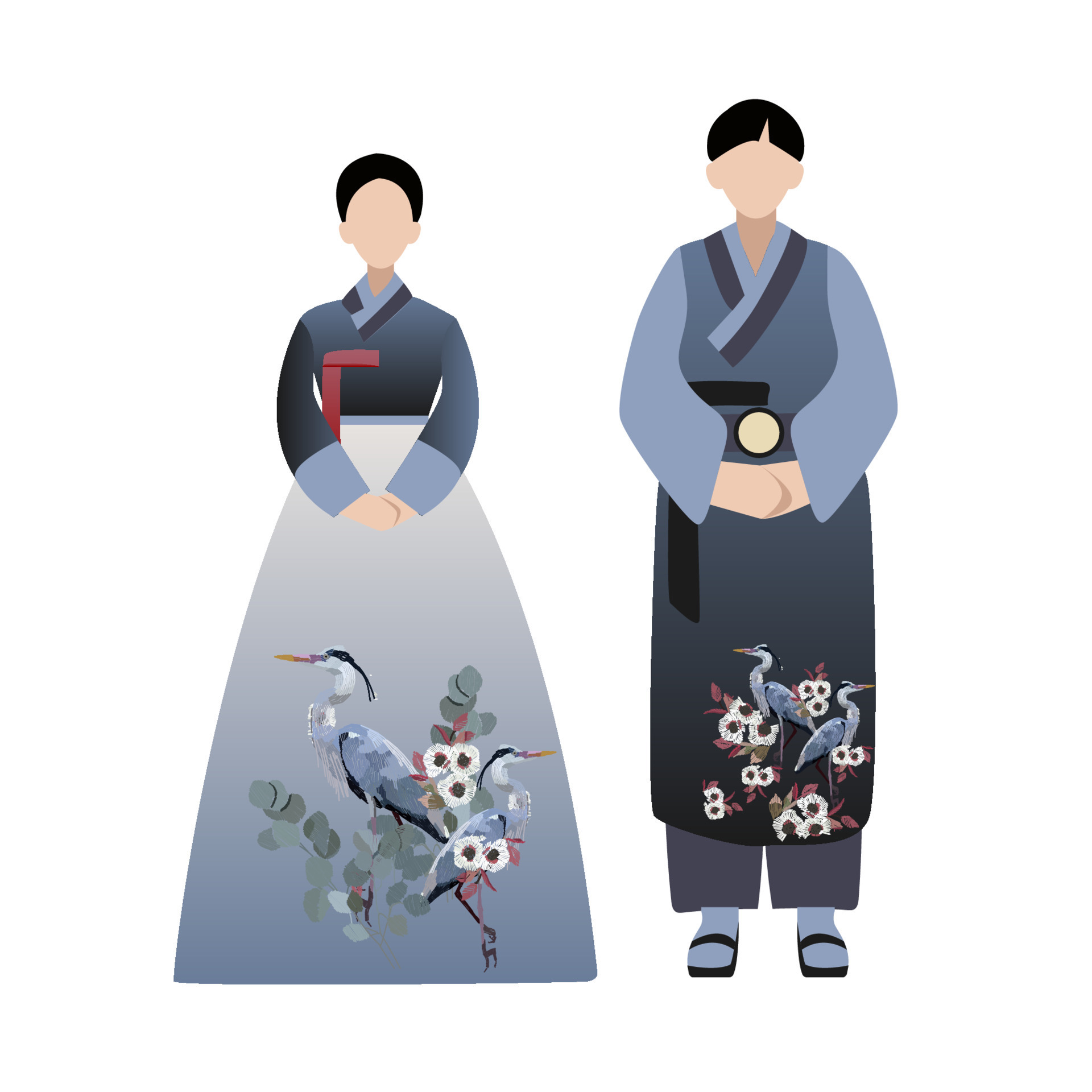Hanbok. Korean couple wearing traditional costumes. Flat vector cartoon illustration isolated on white background. 12742598 Vector Art at Vecteezy Hanbok. Korean couple wearing traditional costumes. Flat vector cartoon illustration isolated on white background. 12742598 Vector Art at Vecteezy