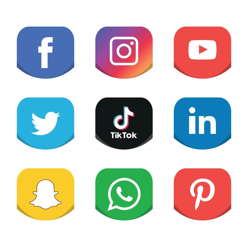 Social media icons set Logo Vector Illustrator