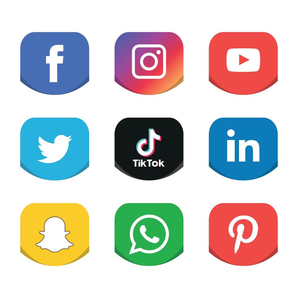 iconos de redes sociales establecer logo vector ilustrador