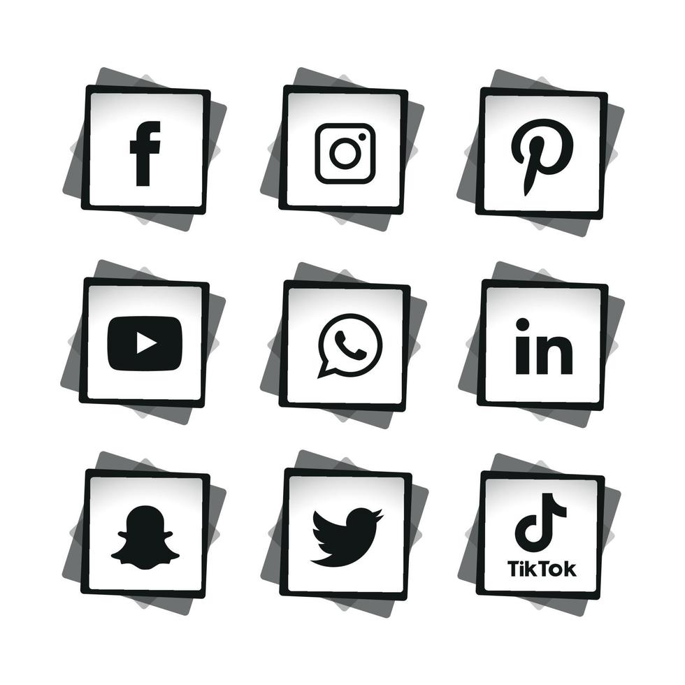 Social media icons set Logo Vector Illustrator