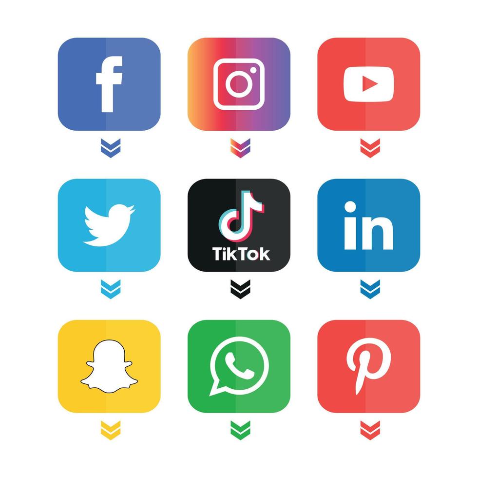 Social media icons set Logo Vector Illustrator