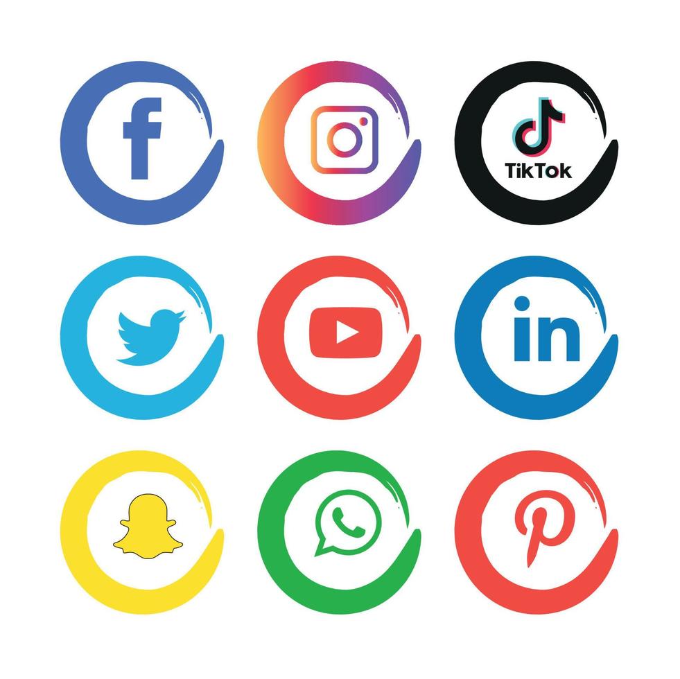 Social media icons set Logo Vector Illustrator