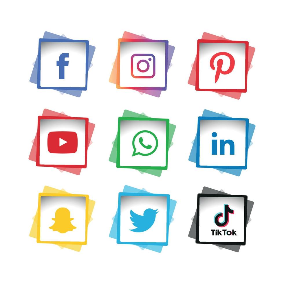 Social media icons set Logo Vector Illustrator