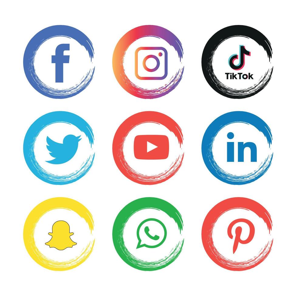 Social media icons set Logo Vector Illustrator