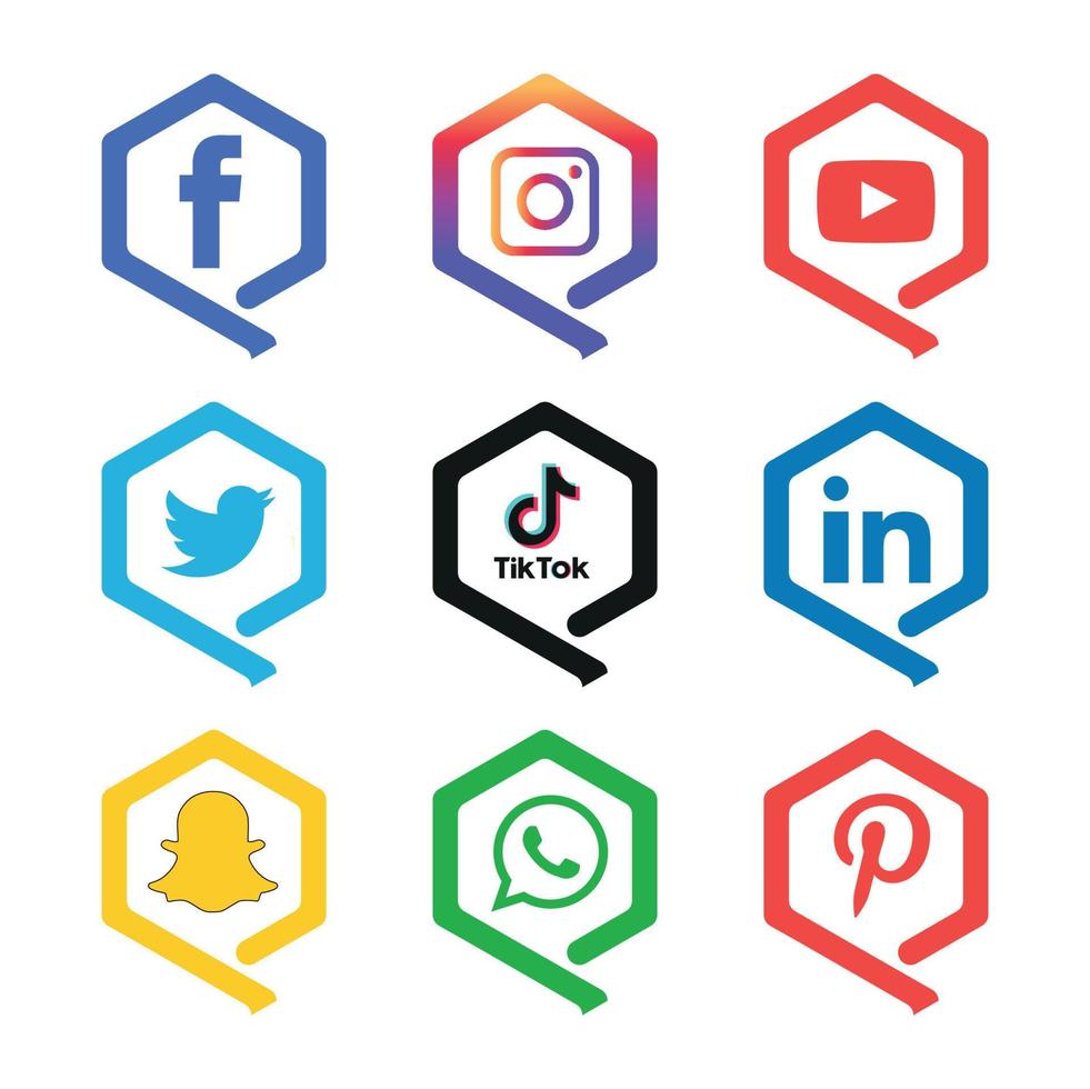 Social media icons set Logo Vector Illustrator