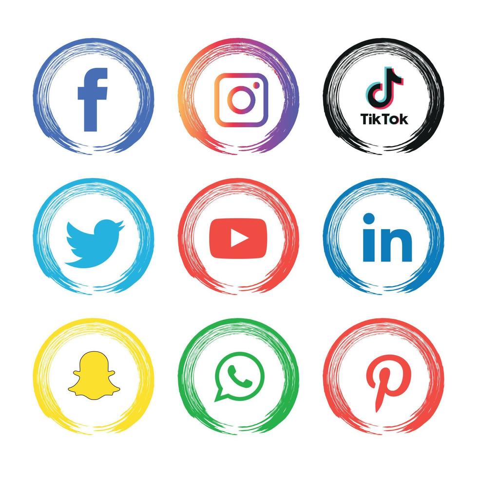 Social media icons set Logo Vector Illustrator