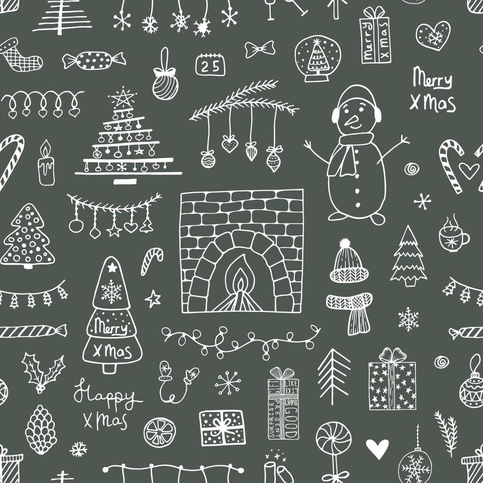 Doodle christmas vector pattern
