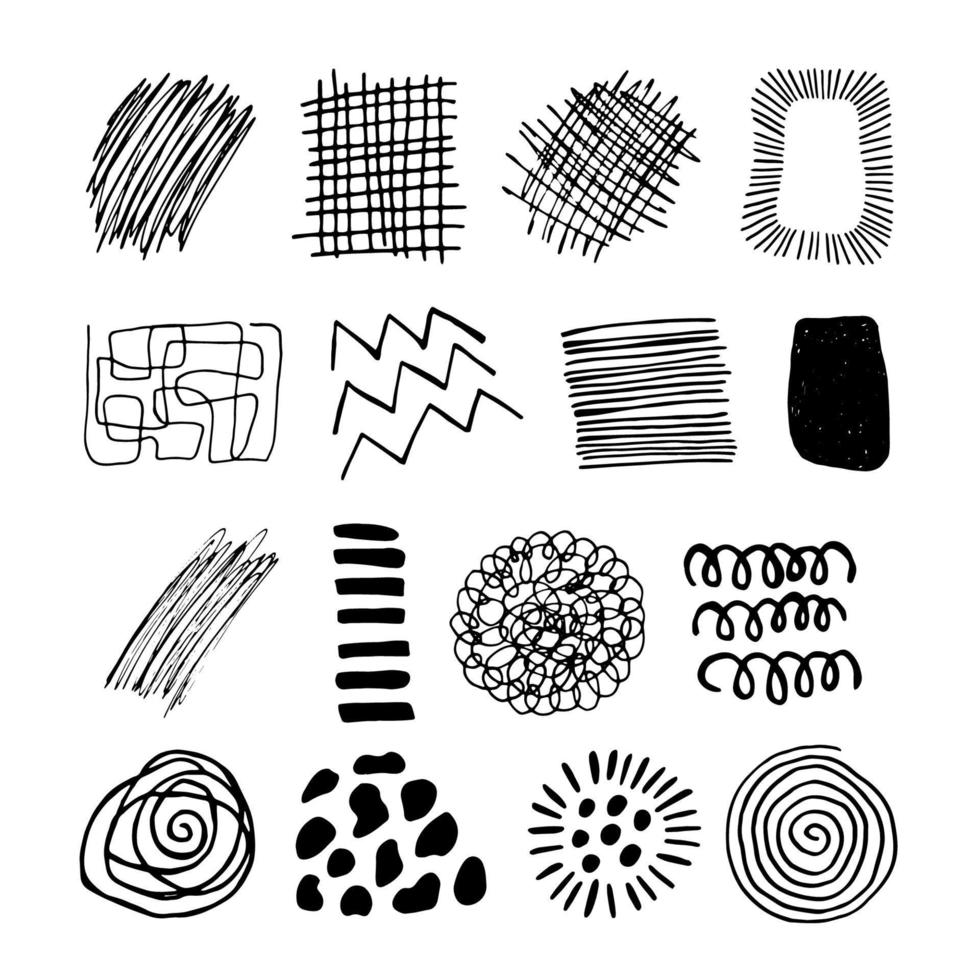 Set of vector abstract doodle shapes for modern design