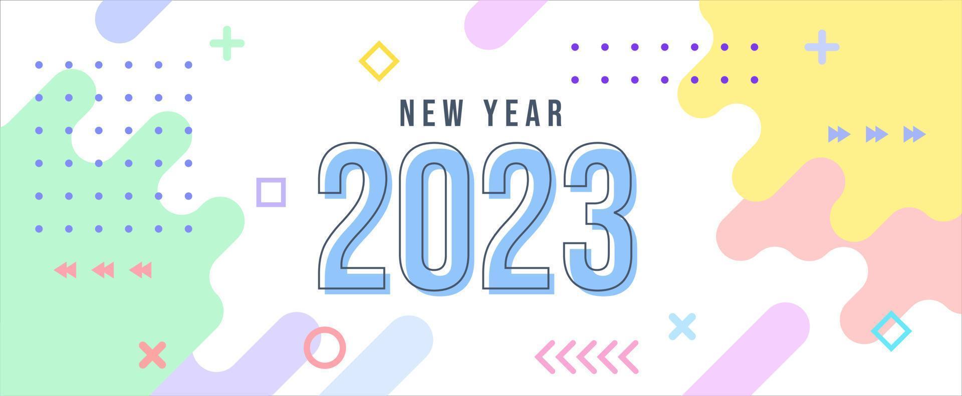 banner de año nuevo 2023 con fondo abstracto geométrico moderno. diseño de tarjeta de felicitación de feliz año nuevo para el año 2023 vector