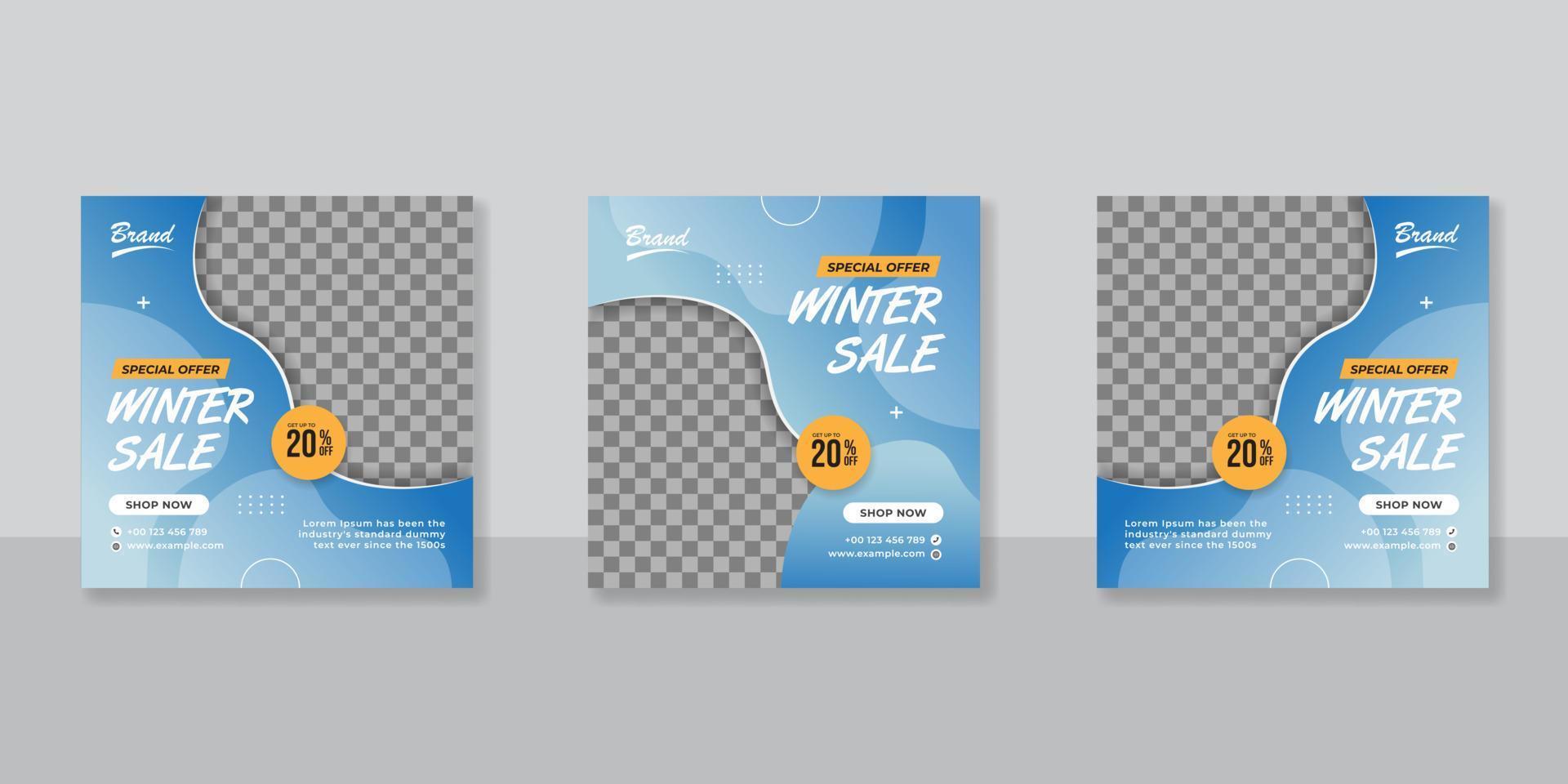 plantilla de banner de redes sociales de venta de invierno vector