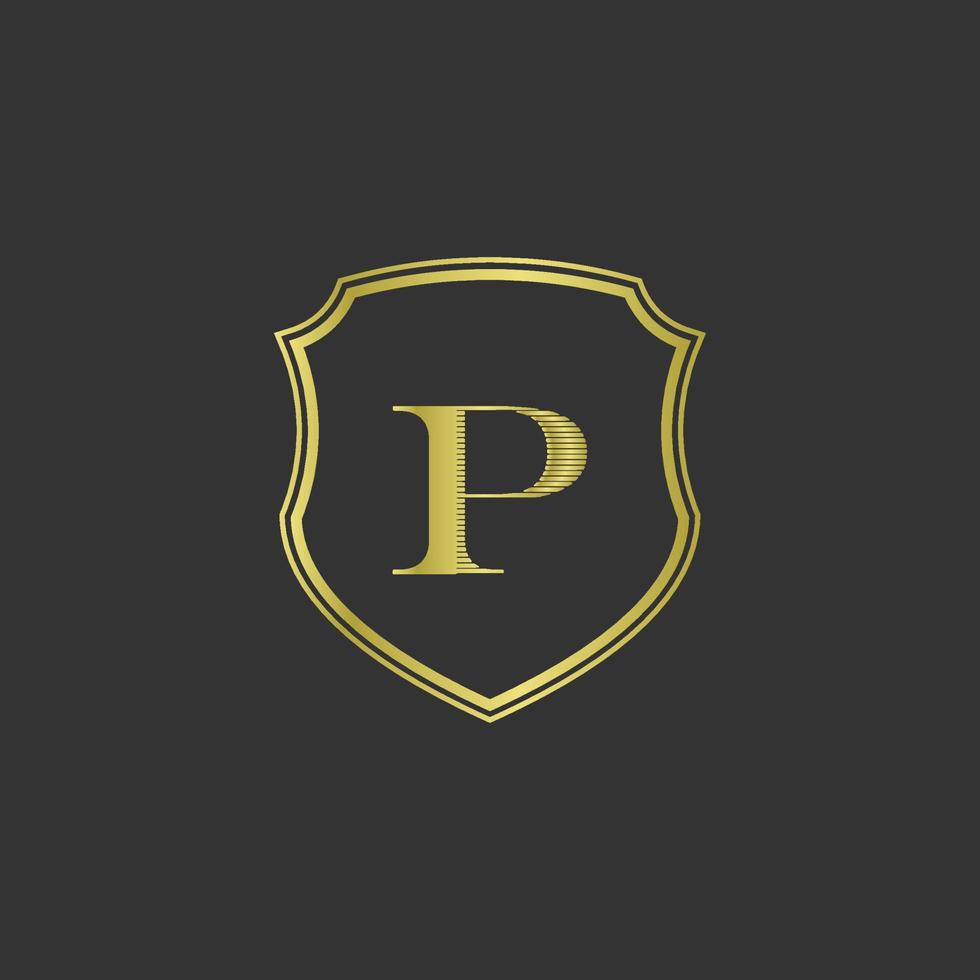 initials p elegant gold logo vector