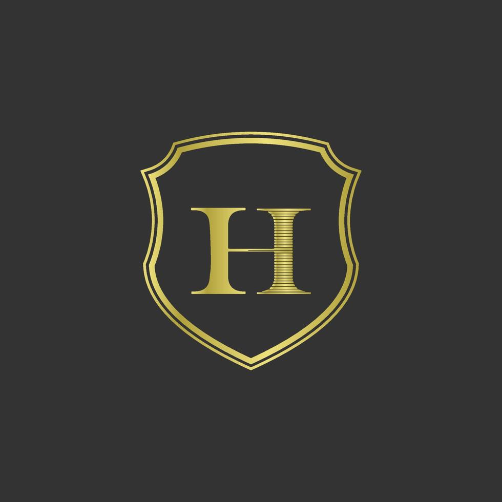 iniciales h elegante logo dorado vector