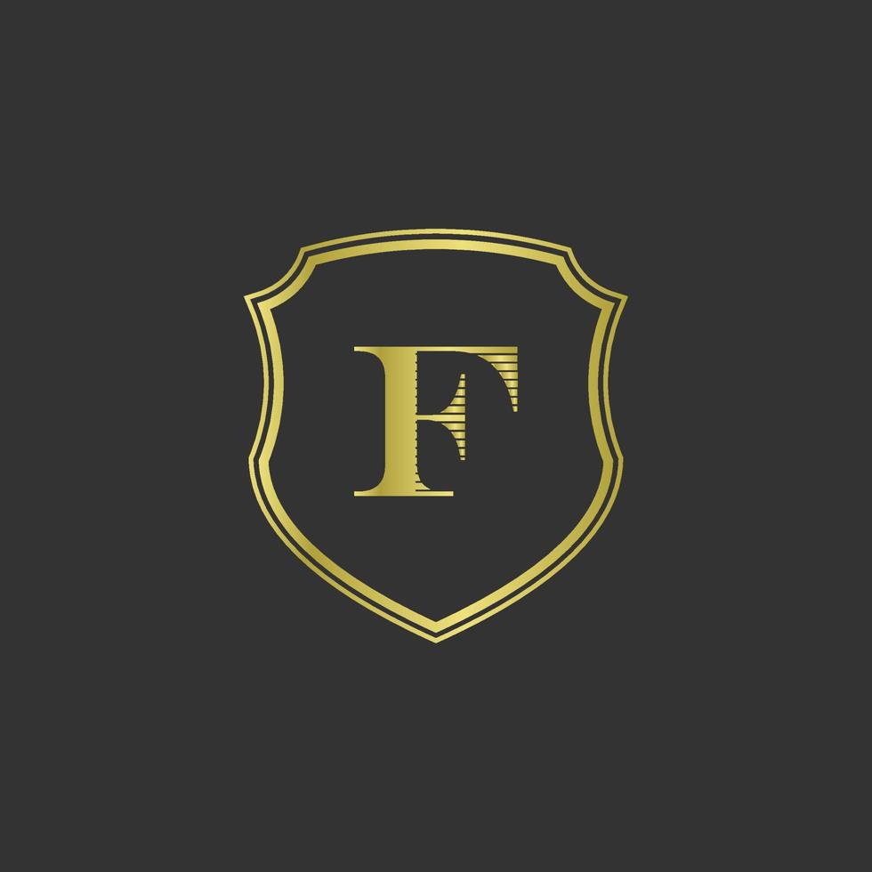 initials f elegant gold logo vector