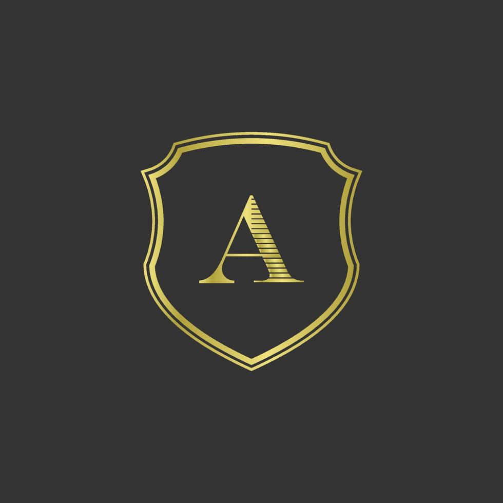 initials a elegant gold logo vector