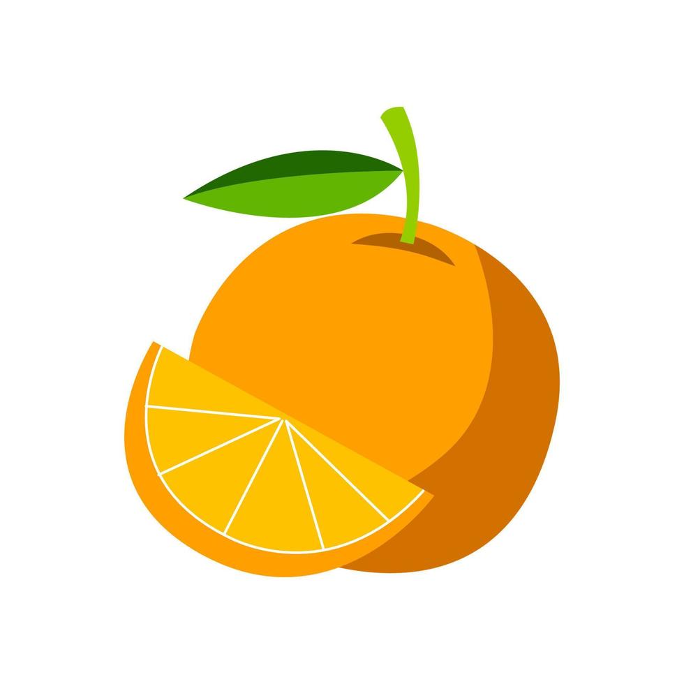 lindo clipart de naranja en versión de dibujos animados vector