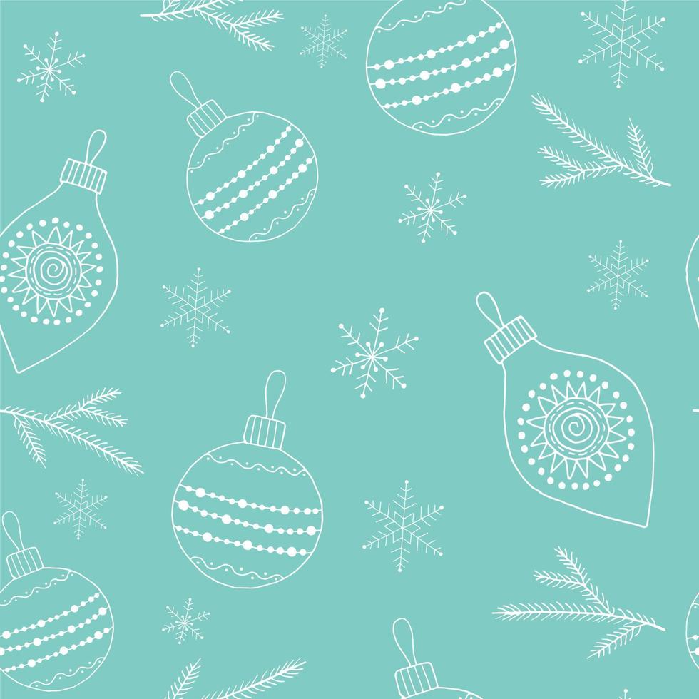 seamless pattern with snowflakes and Christmas decorations vector