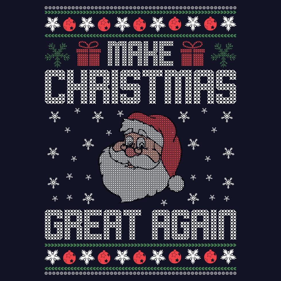 Make Christmas great again - Ugly Christmas sweater designs - vector Graphic