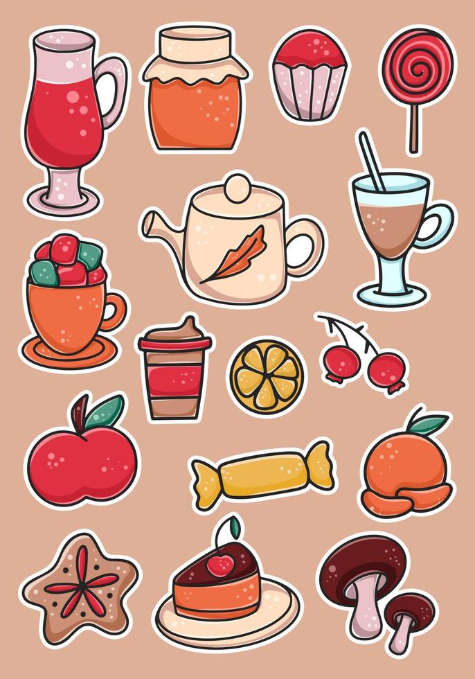Food set of stickers vector illustration