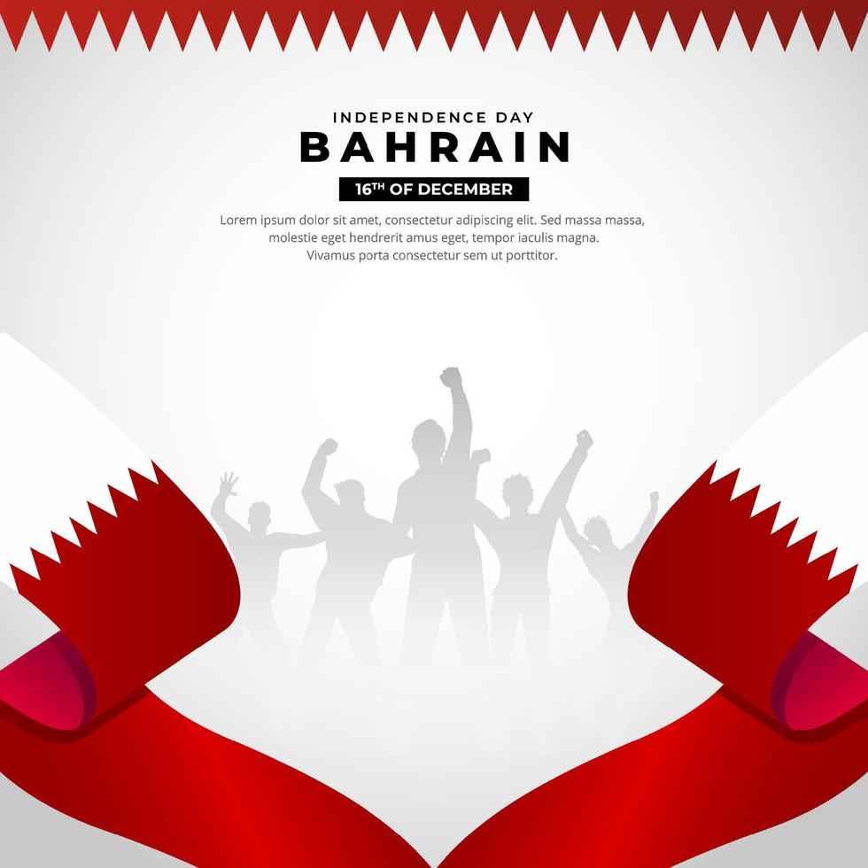 Bahrain Independence Day design vector with silhouette of soldier and wavy flag background