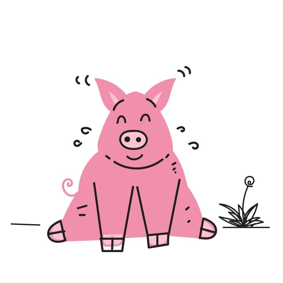 hand drawn doodle pig animal illustration vector