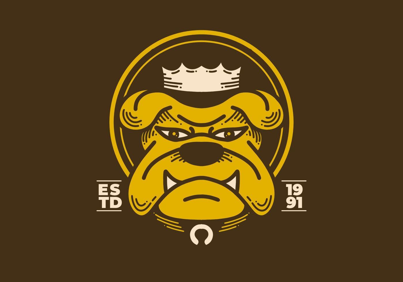Retro art illustration of a angry bulldog face with crown vector