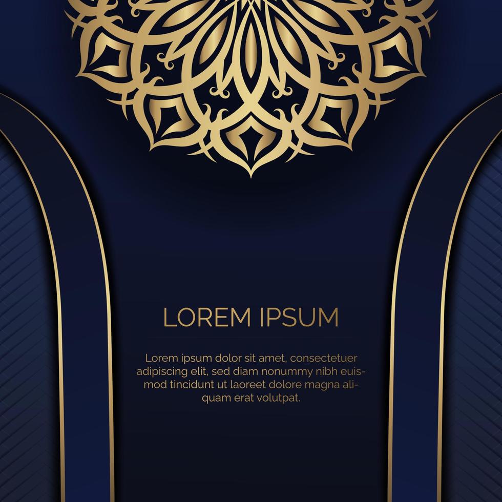 simple mandala background  dark blue and gold vector