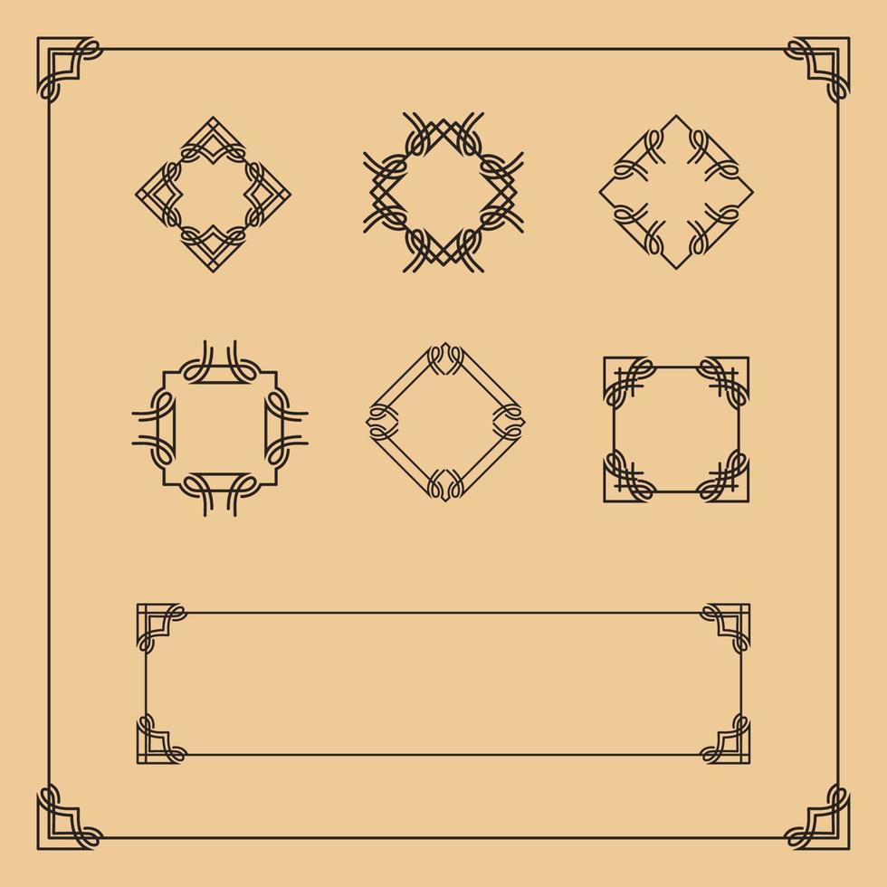 vintage frames, borders and elements, vector set