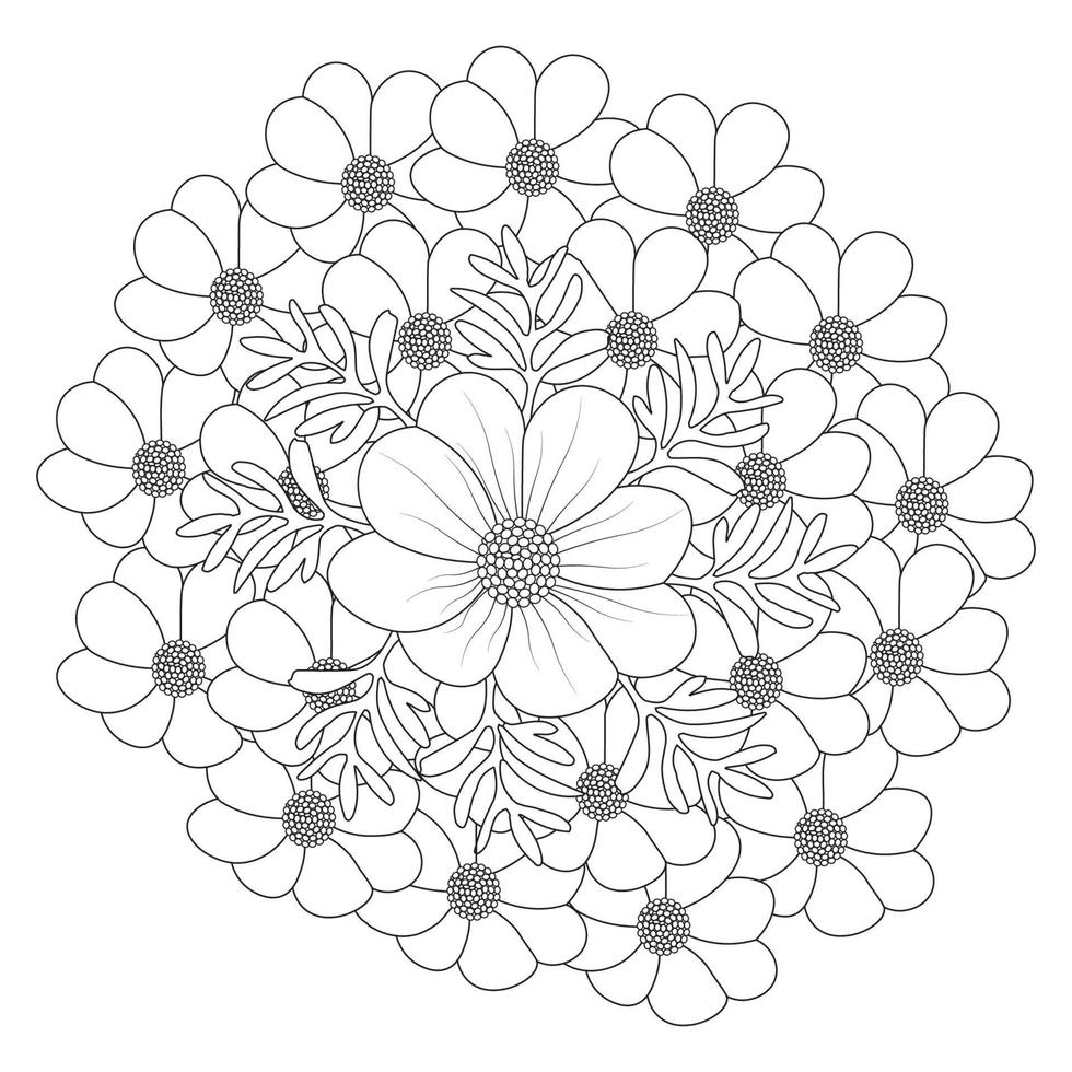 cosmos flower coloring page of contour blooming cosmos plant for summer design design vector