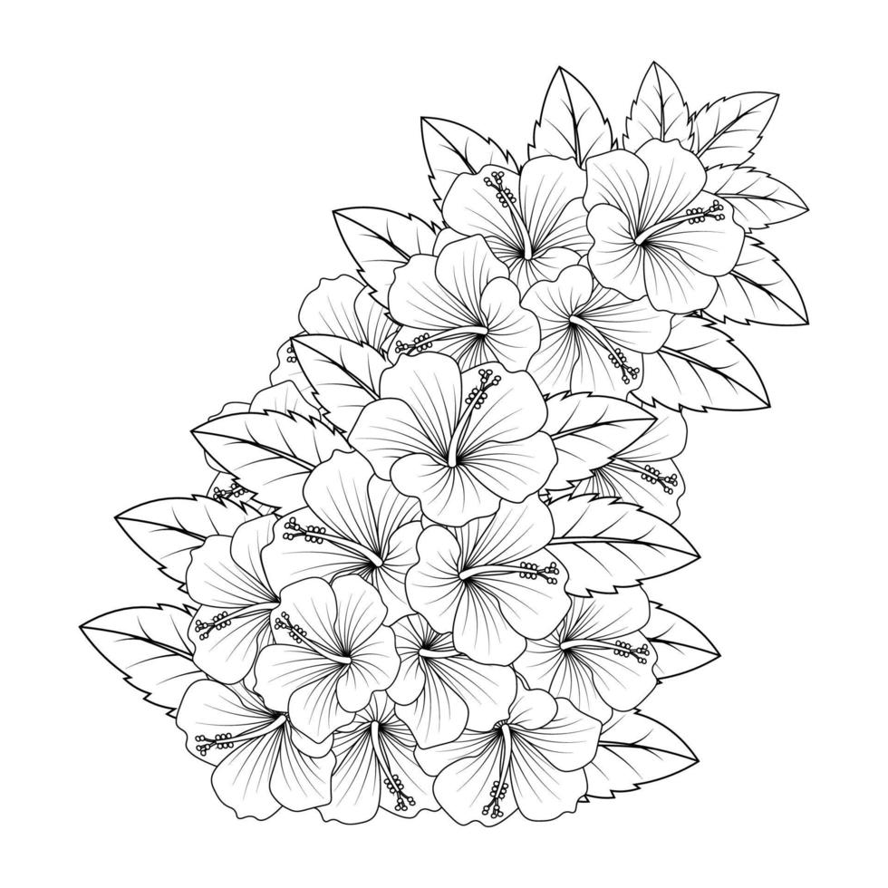 hibiscus flower blooming petal and leaves with hibiscus plant of