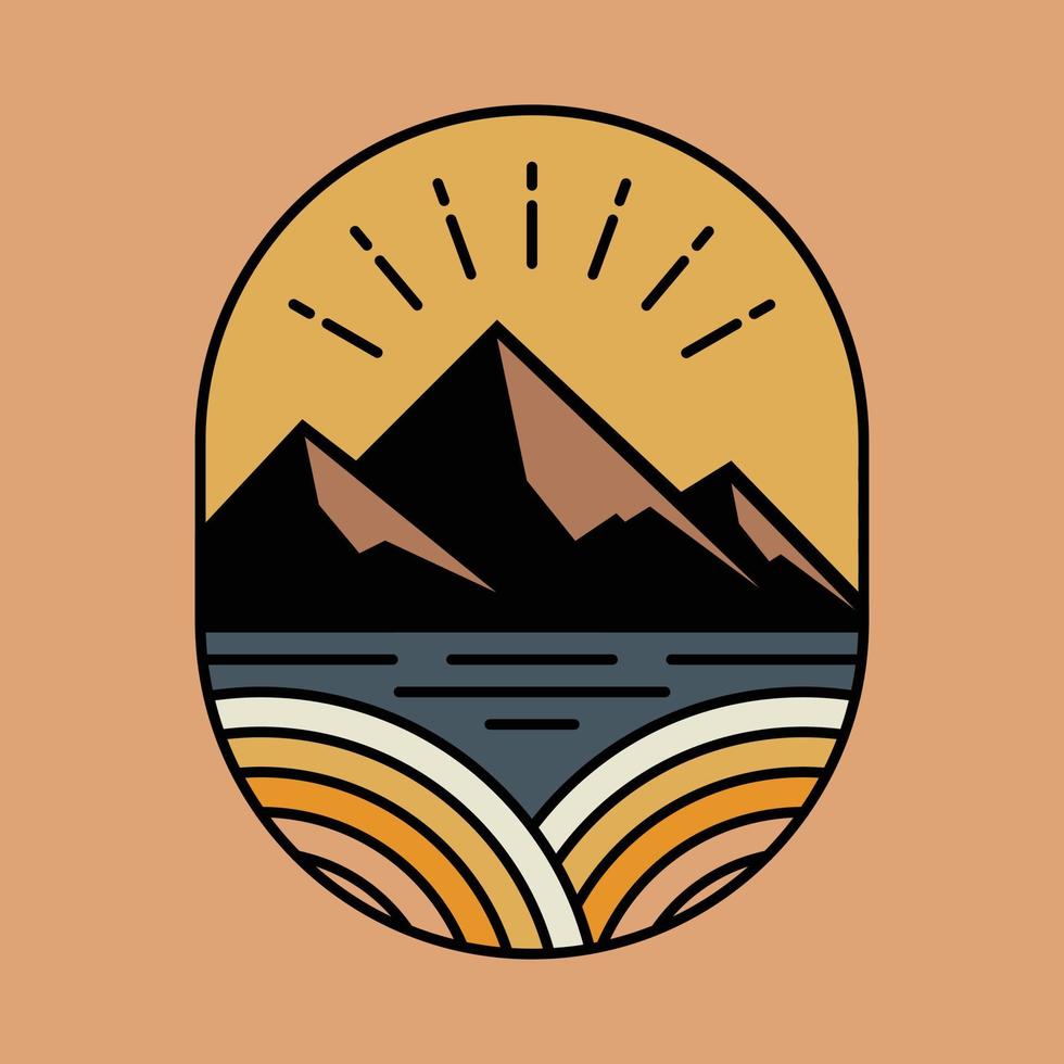 insignia de montaña simple dibujada a mano vintage, perfecta para logotipo, camisetas, prendas de vestir y otras mercancías 5 vector