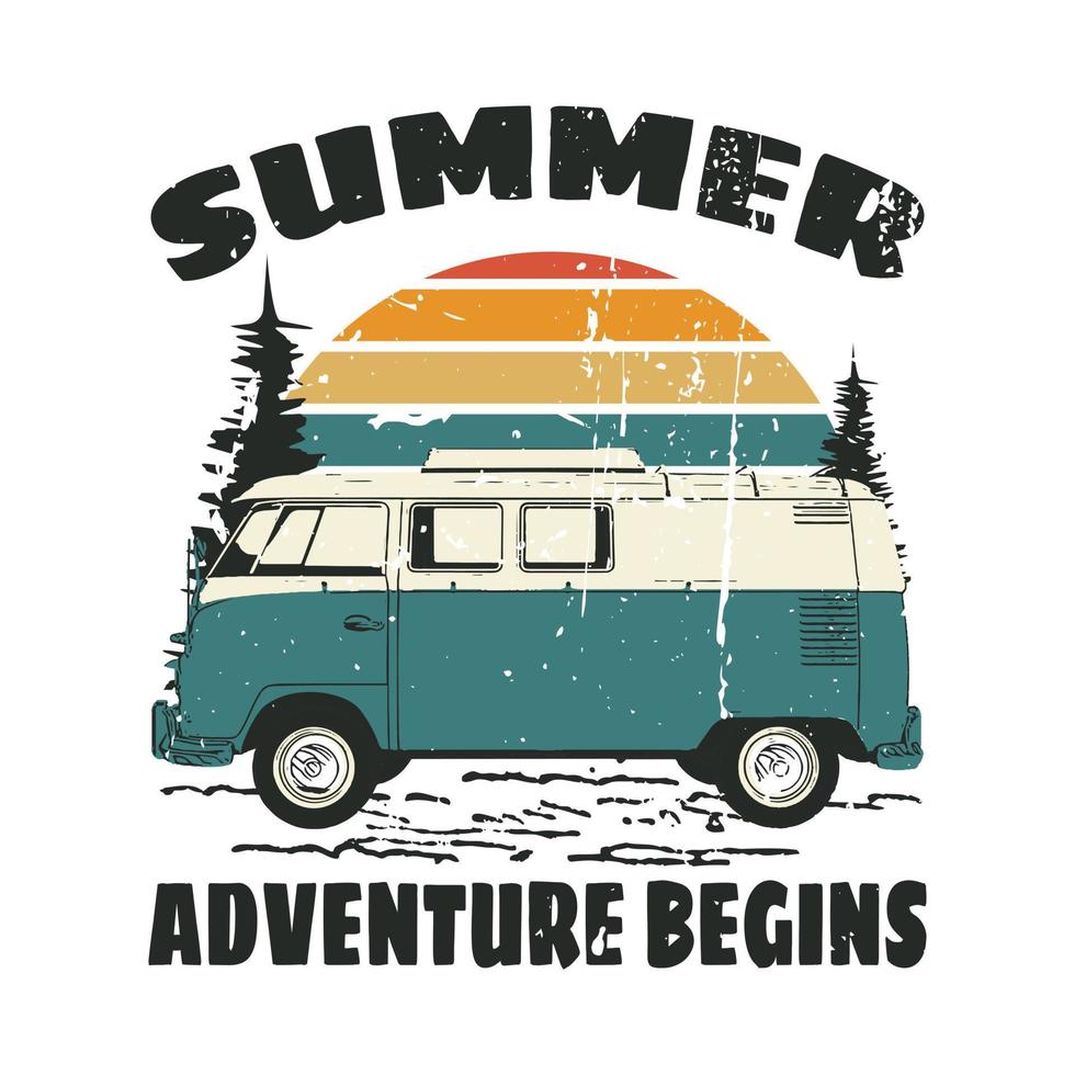 summer adventure begins t shirt design vector