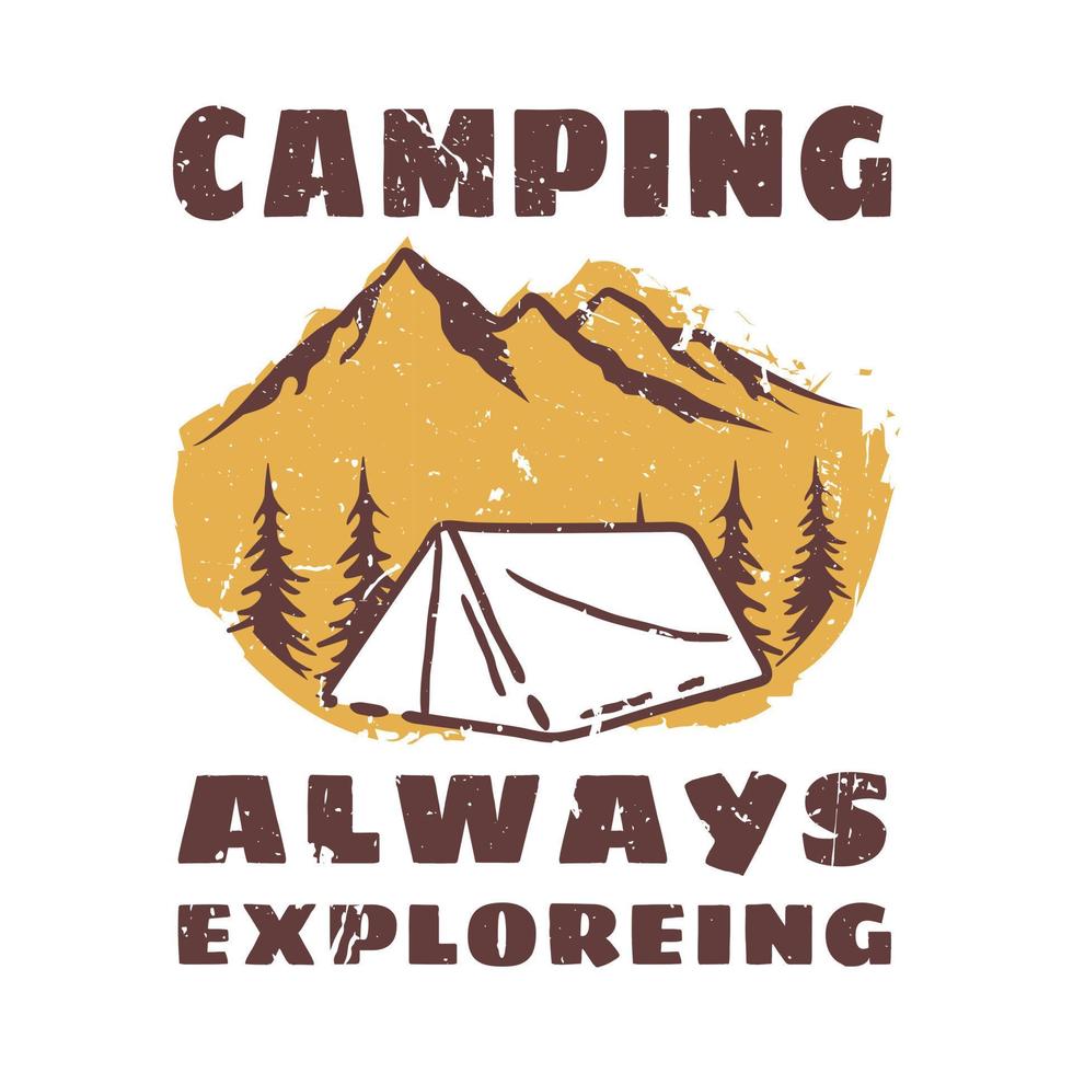 diseño de camiseta de camping vintage vector