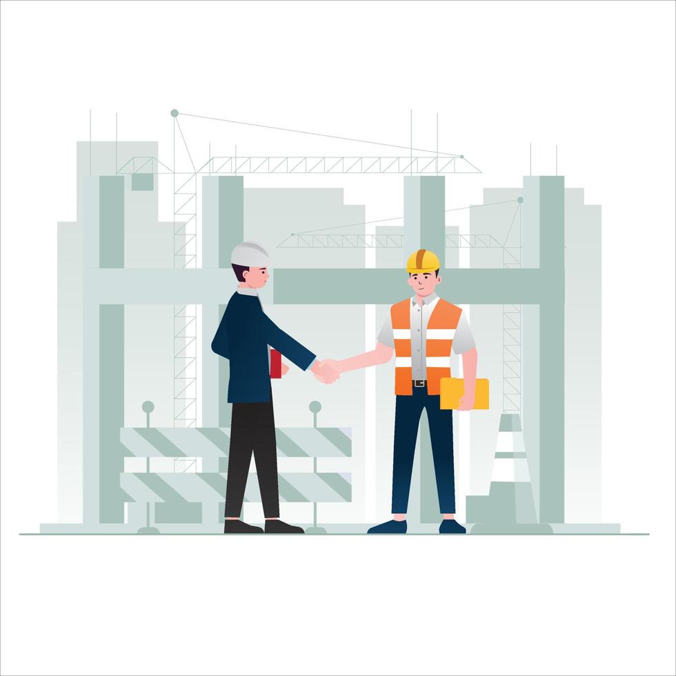 Illustration of Negotiation on Construction Site vector