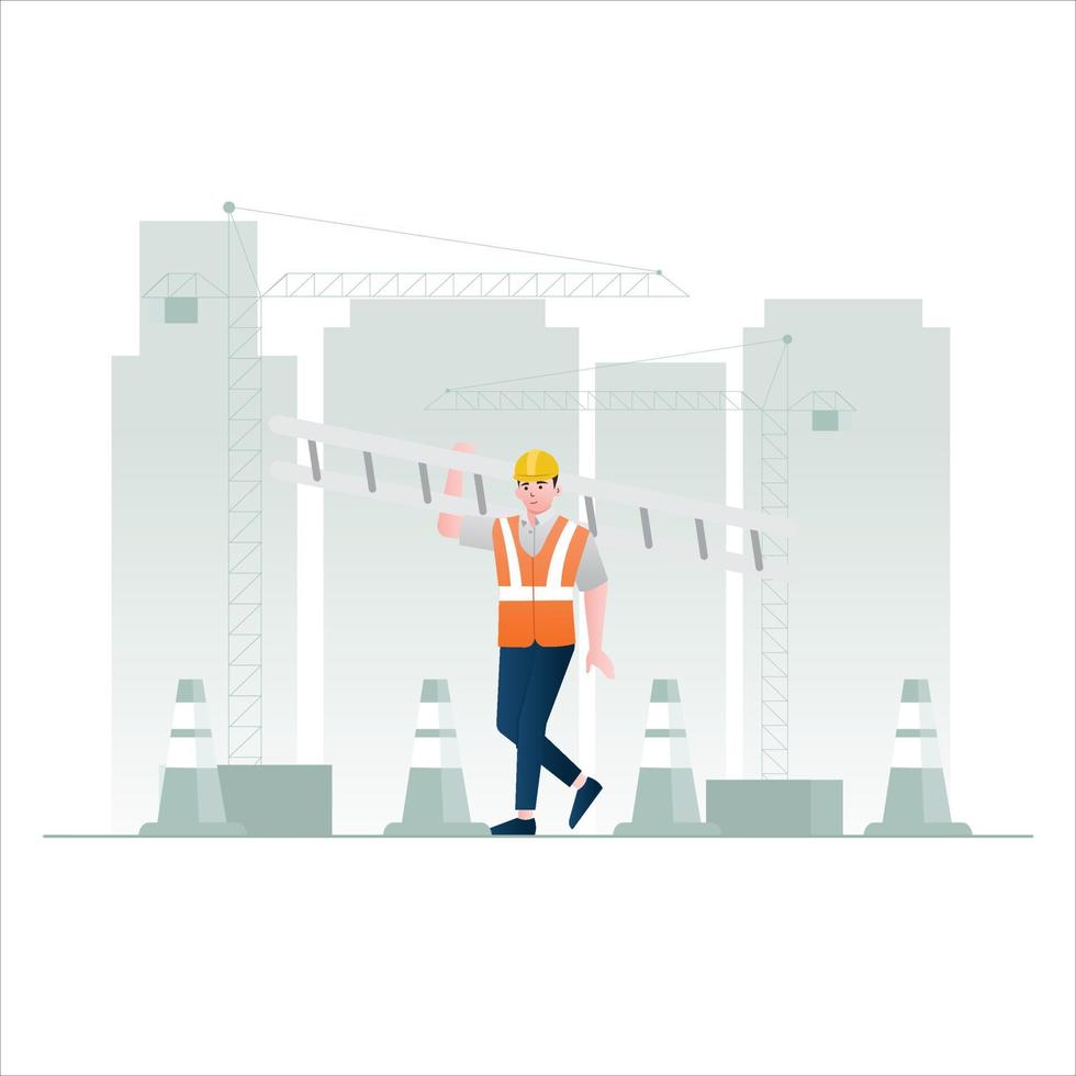 Construction Worker Illustration Lifting vector