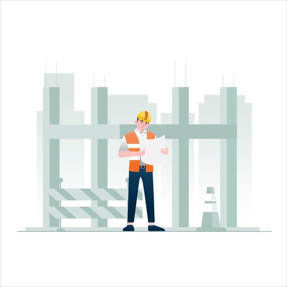 Ilustración del concepto de ingeniero de construcción vector