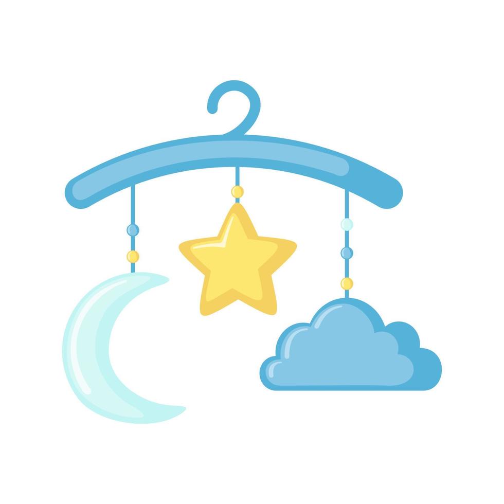 Baby mobile carousel icon in flat style isolated on white background. Kid sleeping bed hanging toy. Vector illustration.