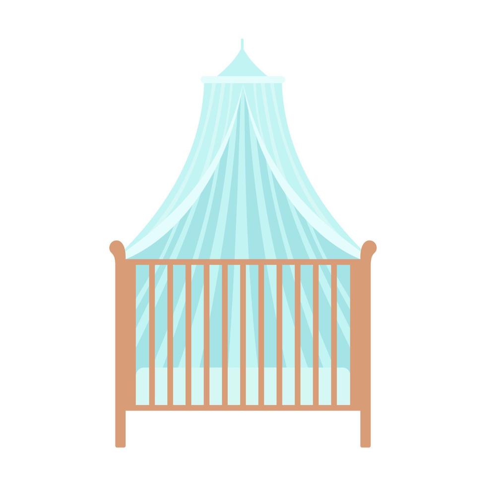 Baby crib icon in flat style isolated on white background. Furniture for a newborn. Vector illustration.