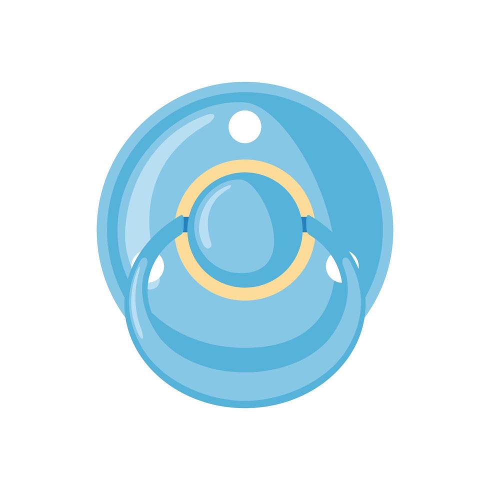 Blue baby pacifier icon in flat style isolated on white background. Vector illustration.